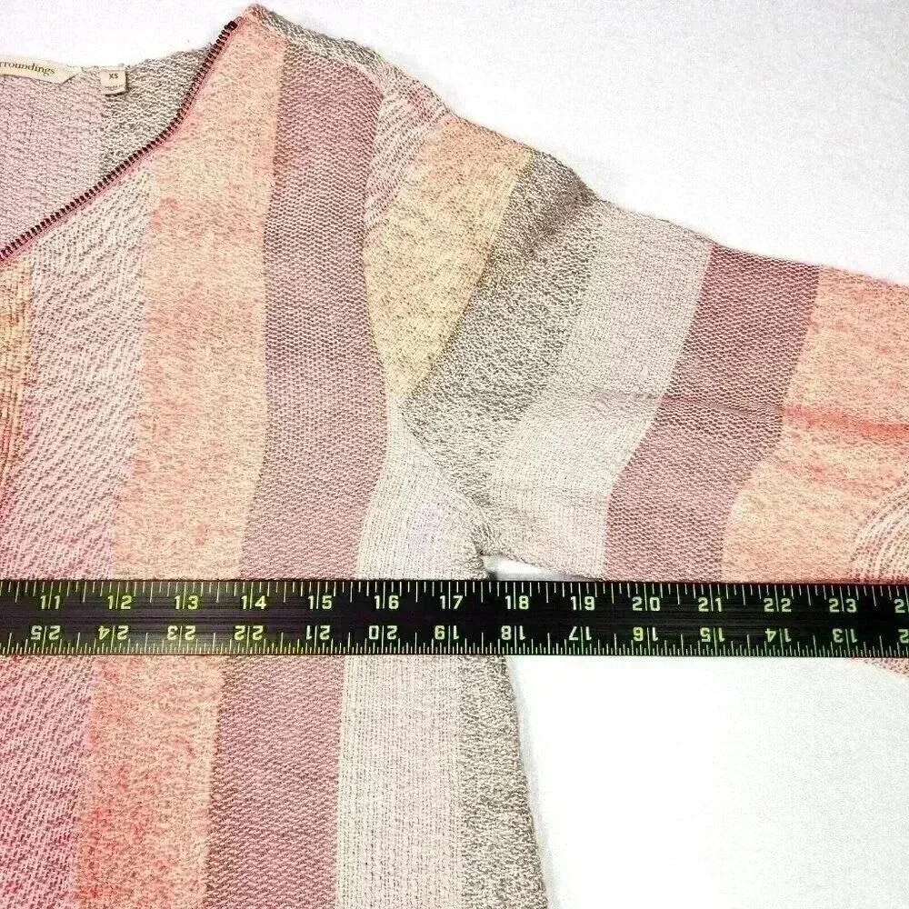 Soft Surrondings Women's Meca Tunic XS Pockets Coral/Lavender Stripes Tassel Zip - Picture 10 of 14